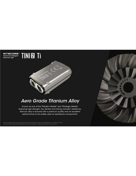 Linterna de mano LED Tini2 SS TI titanio, accesorio llavero 500Lm y 89m alcance, recargable USB-C Gris