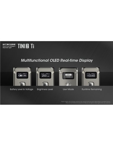 Linterna de mano LED Tini2 SS TI titanio, accesorio llavero 500Lm y 89m alcance, recargable USB-C Gris