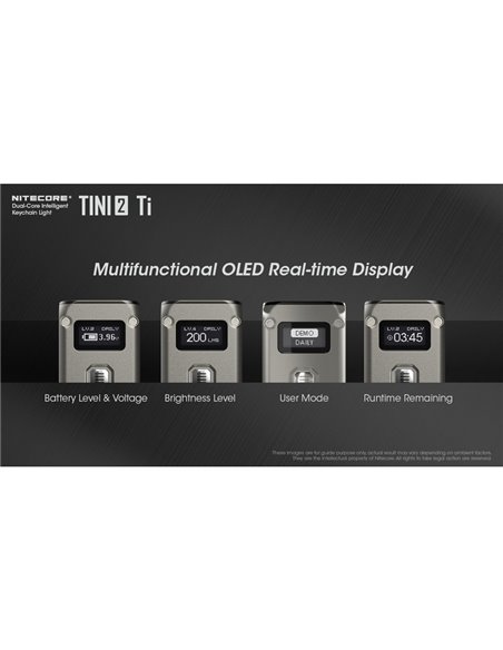 Linterna de mano LED Tini2 SS TI titanio, accesorio llavero 500Lm y 89m alcance, recargable USB-C Gris