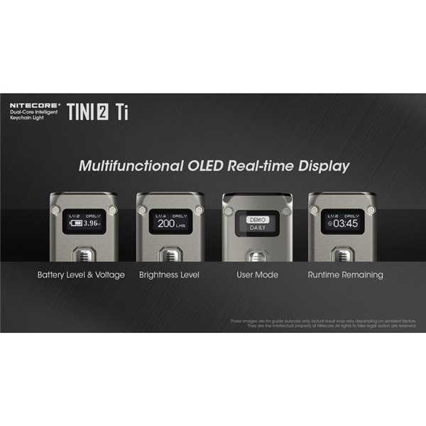 Lanterna de chaveiro LED de titânio Tini2 SS TI, 500 lm, alcance de 89 m, recarregável via USB-C, cinza