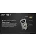Linterna de mano LED Tini2 SS TI titanio, accesorio llavero 500Lm y 89m alcance, recargable USB-C Gris