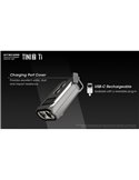 Linterna de mano LED Tini2 SS TI titanio, accesorio llavero 500Lm y 89m alcance, recargable USB-C Gris