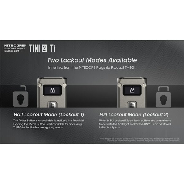 Linterna de mano LED Tini2 SS TI titanio, accesorio llavero 500Lm y 89m alcance, recargable USB-C Gris