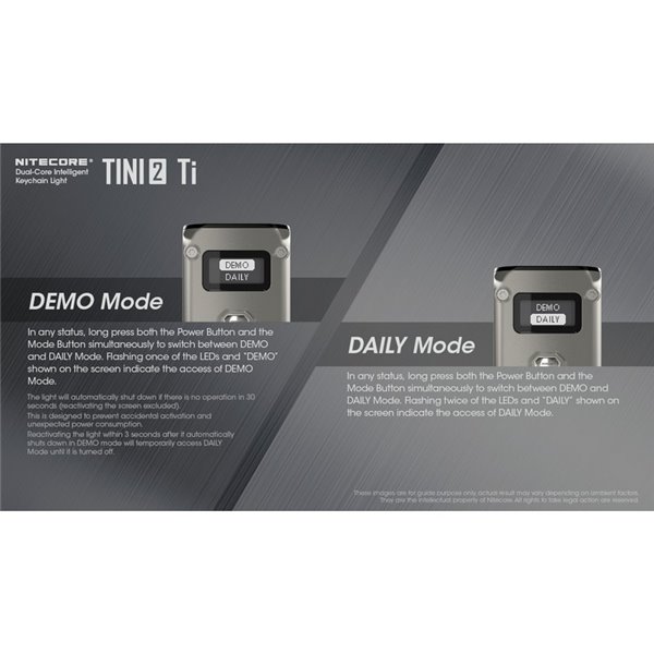 Linterna de mano LED Tini2 SS TI titanio, accesorio llavero 500Lm y 89m alcance, recargable USB-C Gris