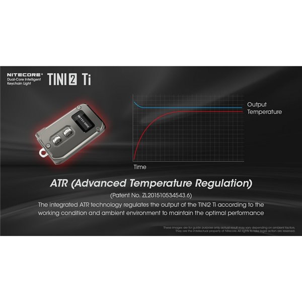 Linterna de mano LED Tini2 SS TI titanio, accesorio llavero 500Lm y 89m alcance, recargable USB-C Gris