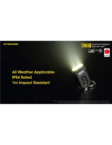 Linterna LED pequeña y ligera TINI2 batería recargable 500Lm, accesorio llavero IP54 Gris