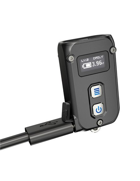 Lampe torche LED TINI2, petite et légère, batterie rechargeable, 500 lm, accessoire porte-clés, IP54, gris