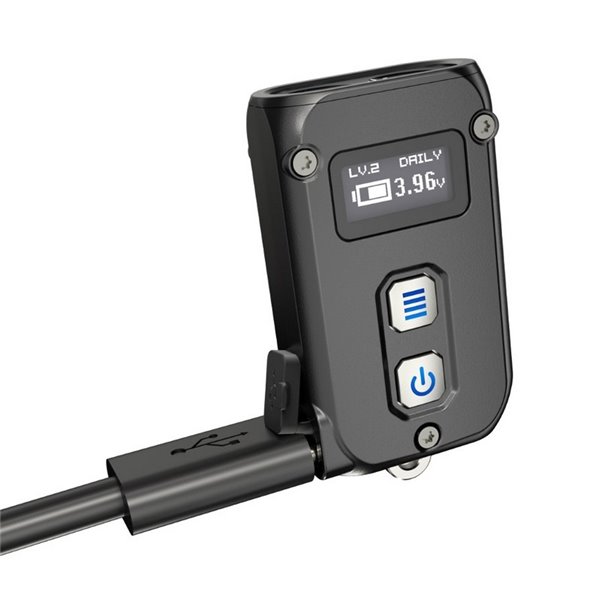 Lampe torche LED TINI2, petite et légère, batterie rechargeable, 500 lm, accessoire porte-clés, IP54, gris