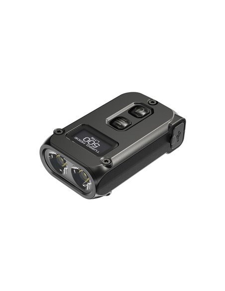 Linterna LED pequeña y ligera TINI2 batería recargable 500Lm, accesorio llavero IP54 Gris