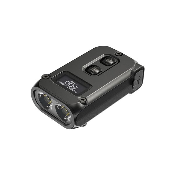 Linterna LED pequeña y ligera TINI2 batería recargable 500Lm, accesorio llavero IP54 Gris