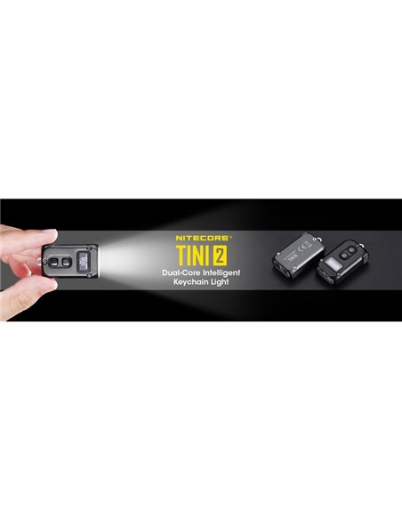 Lanterna LED TINI2 pequena e leve, bateria recarregável, 500 lm, acessório para chaveiro, IP54, cinza