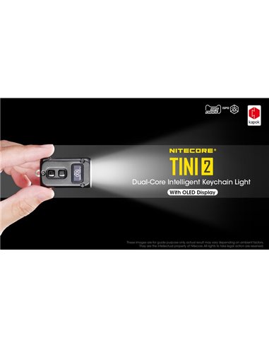 Linterna LED pequeña y ligera TINI2 batería recargable 500Lm, accesorio llavero IP54 Gris