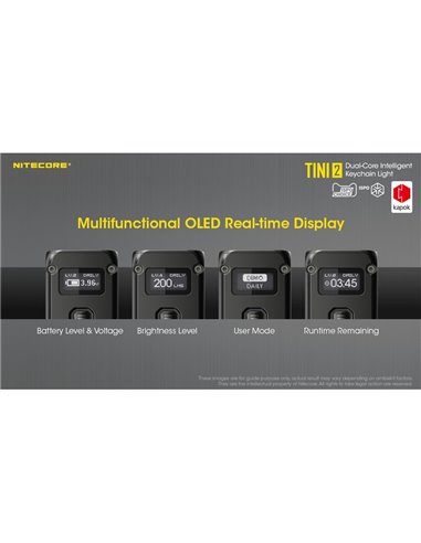 Linterna LED pequeña y ligera TINI2 batería recargable 500Lm, accesorio llavero IP54 Gris