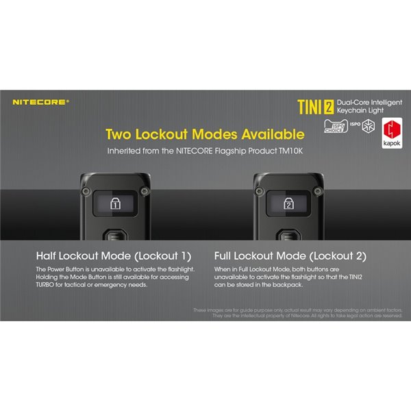 Linterna LED pequeña y ligera TINI2 batería recargable 500Lm, accesorio llavero IP54 Gris