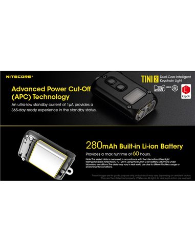 Linterna LED pequeña y ligera TINI2 batería recargable 500Lm, accesorio llavero IP54 Gris