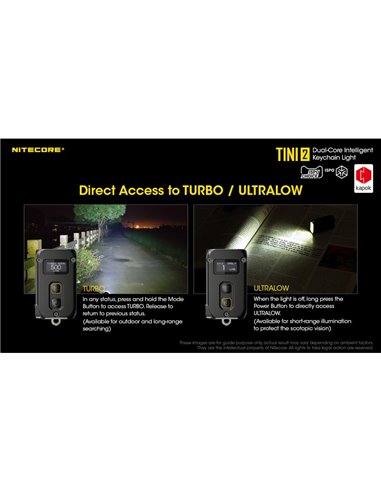 Linterna LED pequeña y ligera TINI2 batería recargable 500Lm, accesorio llavero IP54 Gris