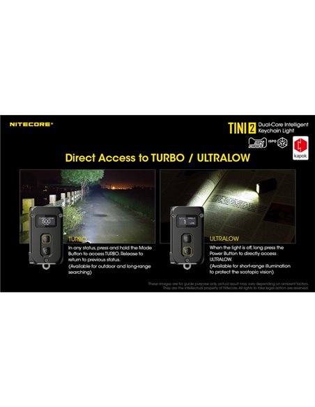 Linterna LED pequeña y ligera TINI2 batería recargable 500Lm, accesorio llavero IP54 Gris