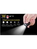 Lampe torche LED TINI2, petite et légère, batterie rechargeable, 500 lm, accessoire porte-clés, IP54, gris