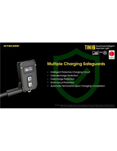 Linterna LED pequeña y ligera TINI2 batería recargable 500Lm, accesorio llavero IP54 Gris