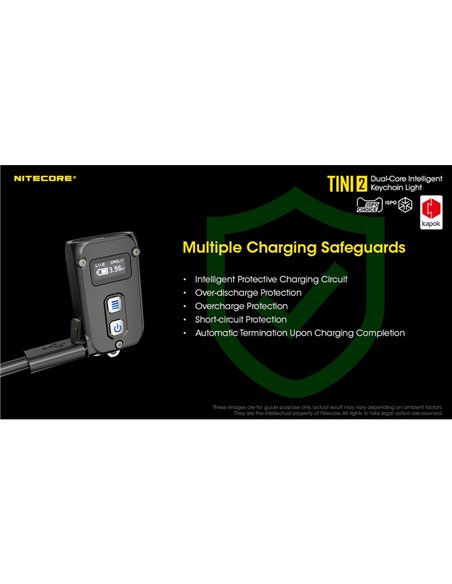 Linterna LED pequeña y ligera TINI2 batería recargable 500Lm, accesorio llavero IP54 Gris