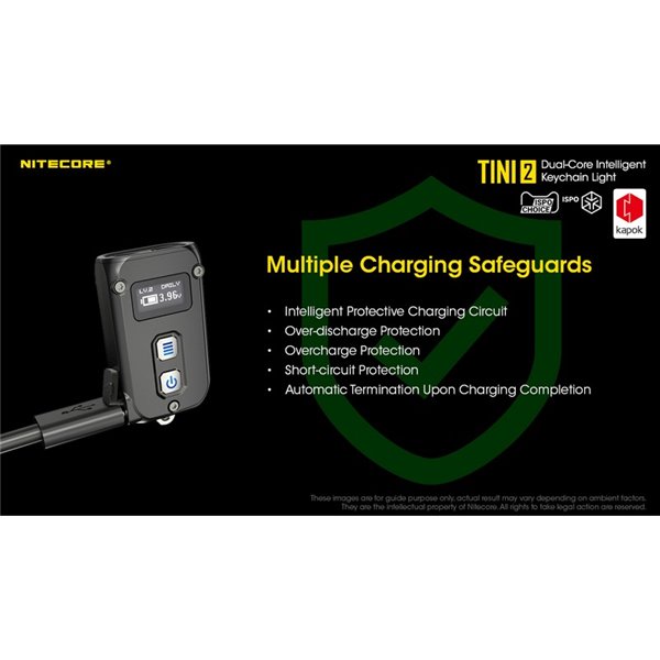 Linterna LED pequeña y ligera TINI2 batería recargable 500Lm, accesorio llavero IP54 Gris