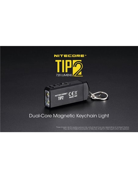 Linterna LED de mano TIP2 720 lúmenes con llavero magnético, batería 500mAh recargable USB IP67