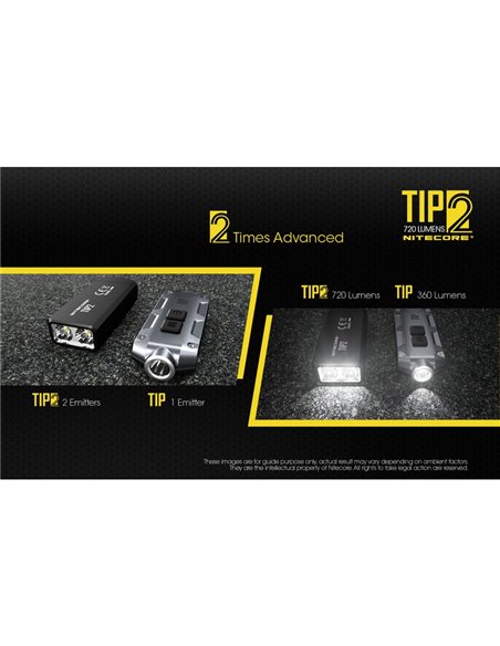 Linterna LED de mano TIP2 720 lúmenes con llavero magnético, batería 500mAh recargable USB IP67