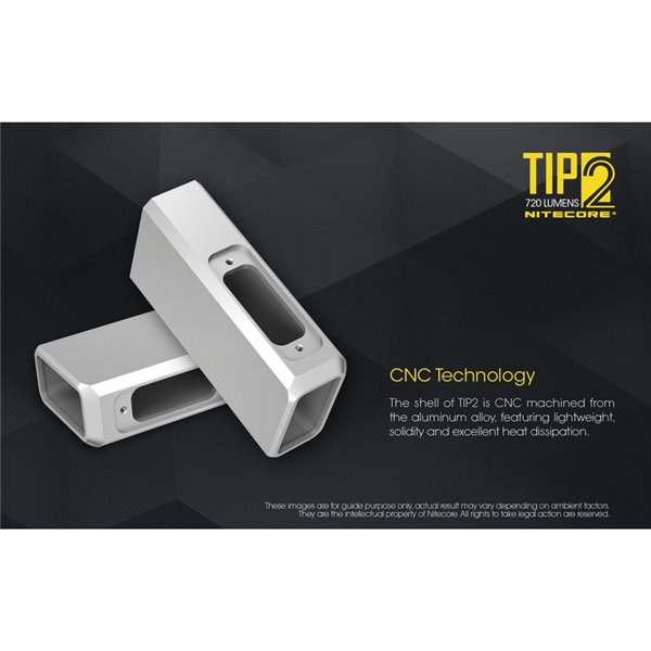 Lampe torche LED TIP2 720 lumens avec porte-clés magnétique, batterie rechargeable USB 500 mAh, IP67