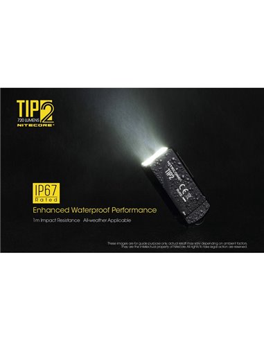 Lanterna portátil LED TIP2 de 720 lúmens com chaveiro magnético, bateria recarregável USB de 500 mAh IP67