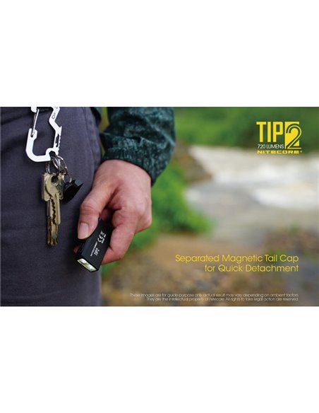 Linterna LED de mano TIP2 720 lúmenes con llavero magnético, batería 500mAh recargable USB IP67