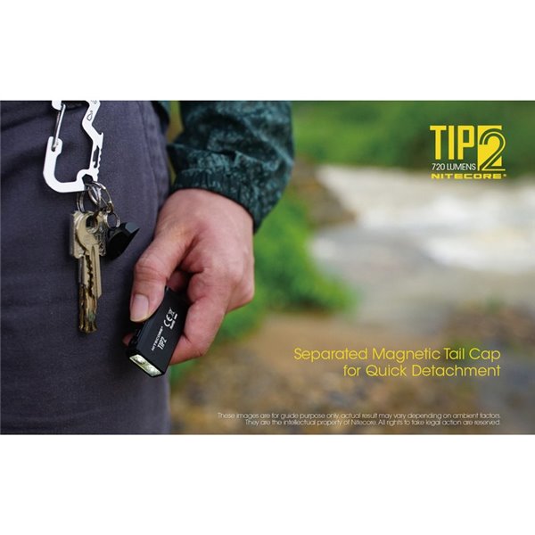Linterna LED de mano TIP2 720 lúmenes con llavero magnético, batería 500mAh recargable USB IP67