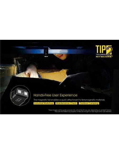 Linterna LED de mano TIP2 720 lúmenes con llavero magnético, batería 500mAh recargable USB IP67