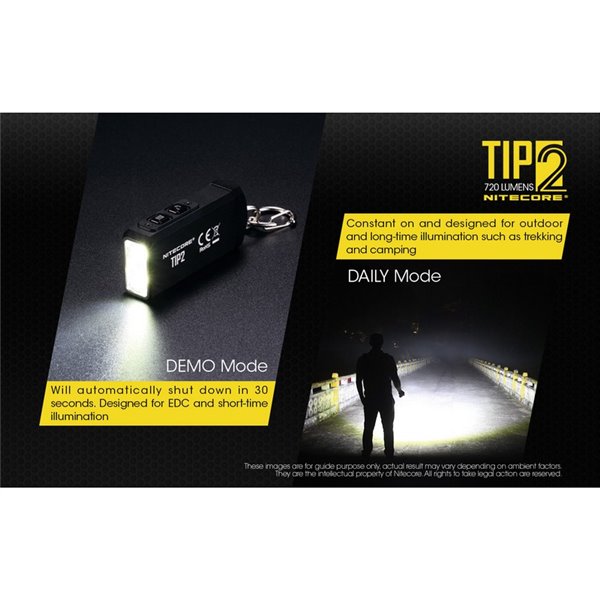 Linterna LED de mano TIP2 720 lúmenes con llavero magnético, batería 500mAh recargable USB IP67