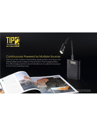 Linterna LED de mano TIP2 720 lúmenes con llavero magnético, batería 500mAh recargable USB IP67