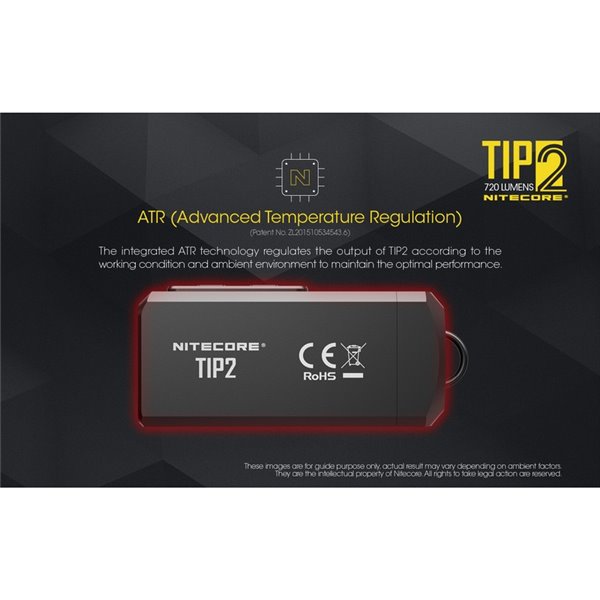 Linterna LED de mano TIP2 720 lúmenes con llavero magnético, batería 500mAh recargable USB IP67