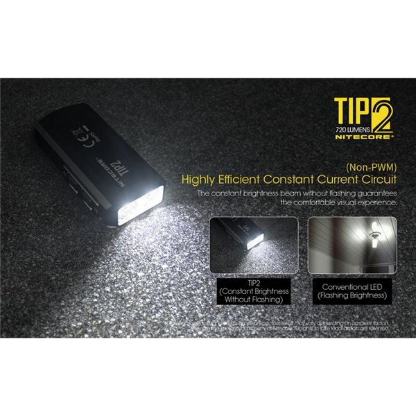 Linterna LED de mano TIP2 720 lúmenes con llavero magnético, batería 500mAh recargable USB IP67