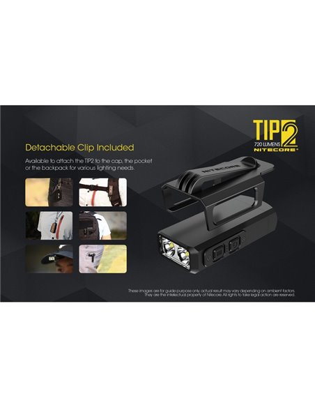 Linterna LED de mano TIP2 720 lúmenes con llavero magnético, batería 500mAh recargable USB IP67