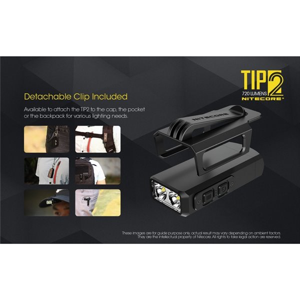 Linterna LED de mano TIP2 720 lúmenes con llavero magnético, batería 500mAh recargable USB IP67