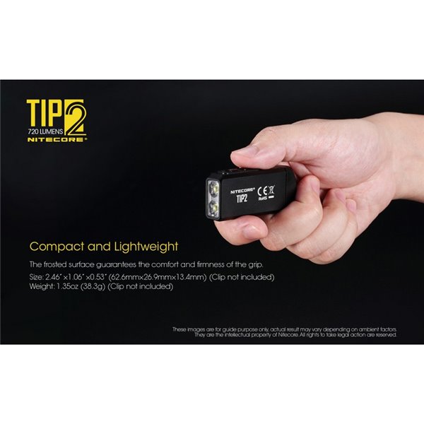 Linterna LED de mano TIP2 720 lúmenes con llavero magnético, batería 500mAh recargable USB IP67