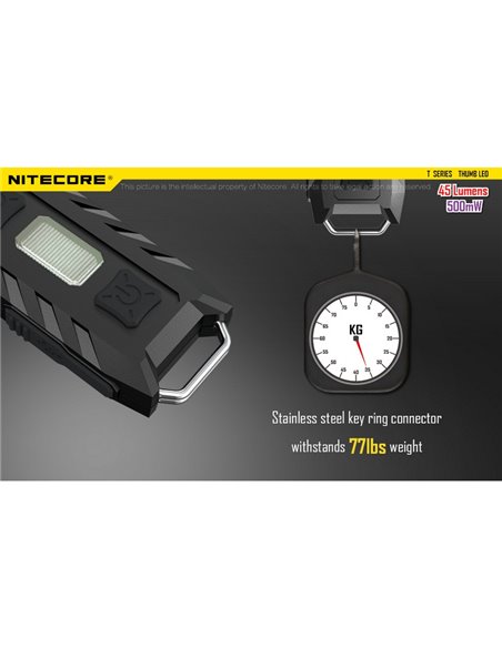 Lanterna LED superleve Thumb LEO 45Lm, luz ajustável de 120°, modo ultravioleta, fixação por clipe