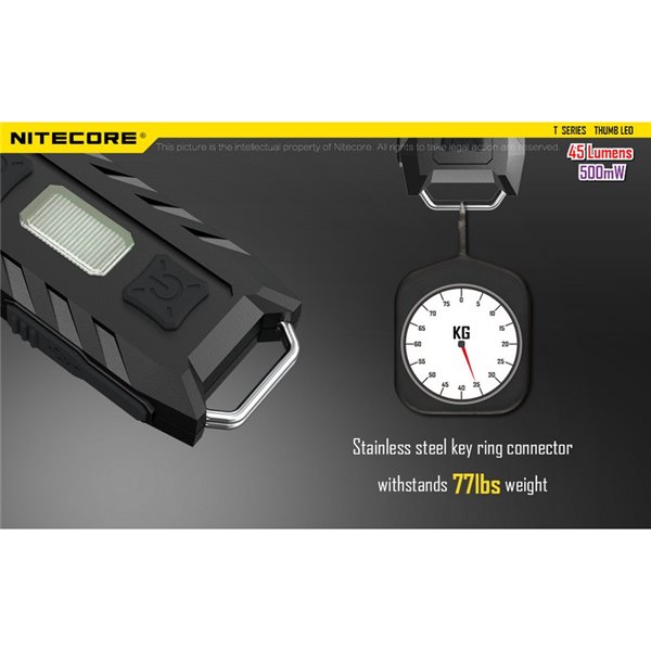 Linterna LED de mano super ligera Thumb LEO 45Lm, luz 120º orientable, modo ultravioleta, clip enganche 