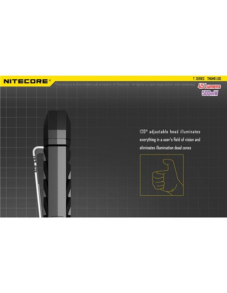 Linterna LED de mano super ligera Thumb LEO 45Lm, luz 120º orientable, modo ultravioleta, clip enganche 