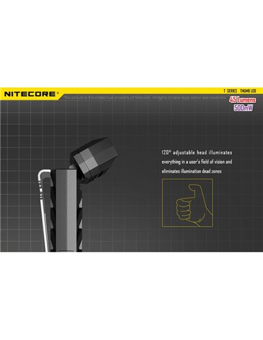 Linterna LED de mano super ligera Thumb LEO 45Lm, luz 120º orientable, modo ultravioleta, clip enganche 