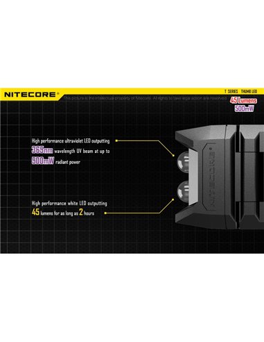 Linterna LED de mano super ligera Thumb LEO 45Lm, luz 120º orientable, modo ultravioleta, clip enganche 
