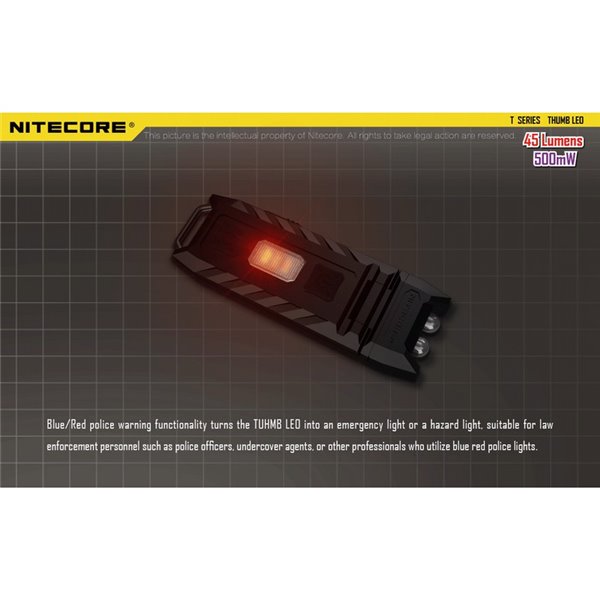 Linterna LED de mano super ligera Thumb LEO 45Lm, luz 120º orientable, modo ultravioleta, clip enganche 