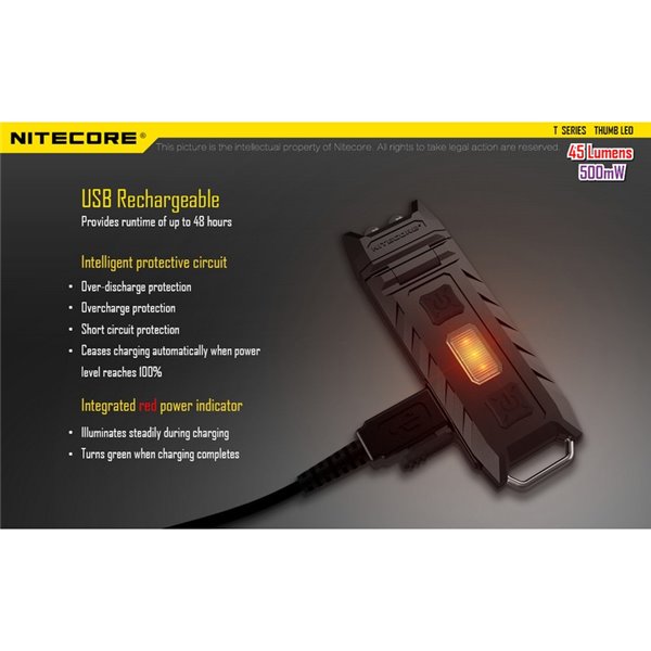 Linterna LED de mano super ligera Thumb LEO 45Lm, luz 120º orientable, modo ultravioleta, clip enganche 