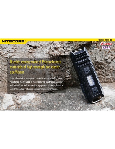 Lampe de poche LED ultra-légère Thumb LEO 45Lm, lumière réglable à 120°, mode ultraviolet, fixation par clip