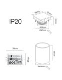 Medidas Aplique LED Cuadrado PORT Blanco 4W Empotrable con Luz 360° 3000K Beneito Faure