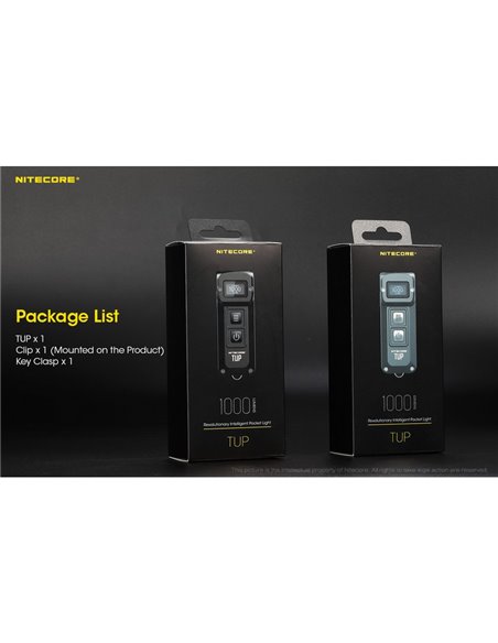 Lanterna LED compacta portátil TUP GREY, 1000 lúmens, alcance de 180 m, bateria recarregável de 1200 mAh