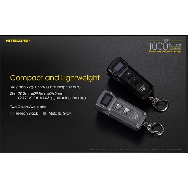 Lanterna LED compacta portátil TUP GREY, 1000 lúmens, alcance de 180 m, bateria recarregável de 1200 mAh